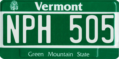 VT license plate NPH505