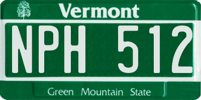 VT license plate NPH512