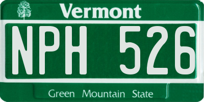 VT license plate NPH526