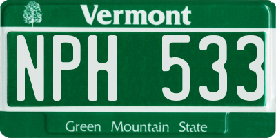 VT license plate NPH533