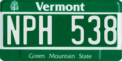 VT license plate NPH538