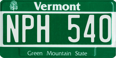 VT license plate NPH540
