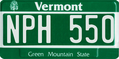 VT license plate NPH550