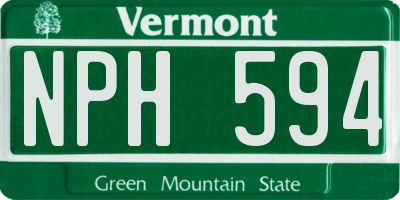 VT license plate NPH594