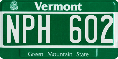 VT license plate NPH602