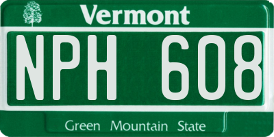 VT license plate NPH608