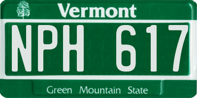 VT license plate NPH617