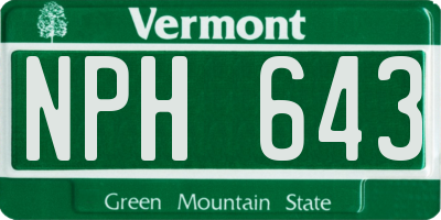 VT license plate NPH643