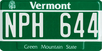 VT license plate NPH644