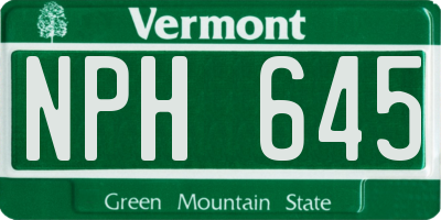 VT license plate NPH645