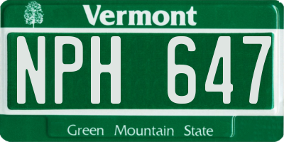 VT license plate NPH647