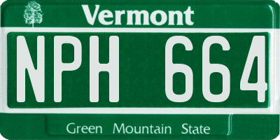 VT license plate NPH664