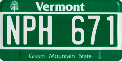 VT license plate NPH671
