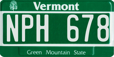 VT license plate NPH678