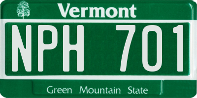 VT license plate NPH701