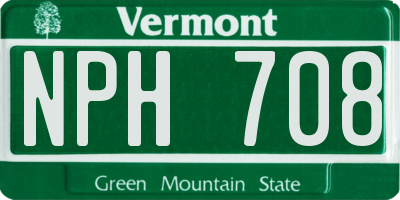 VT license plate NPH708