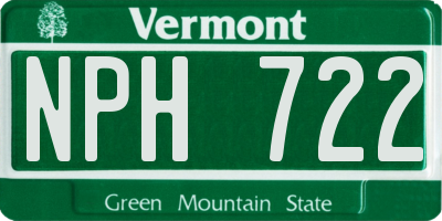 VT license plate NPH722
