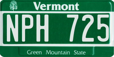 VT license plate NPH725