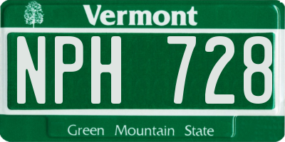 VT license plate NPH728