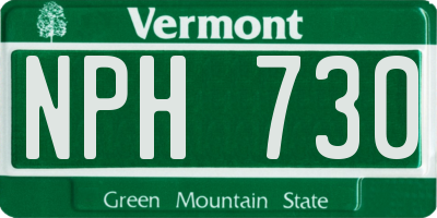 VT license plate NPH730