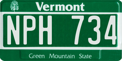 VT license plate NPH734