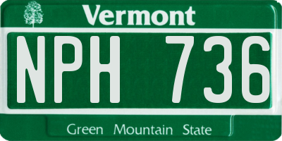 VT license plate NPH736