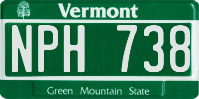 VT license plate NPH738
