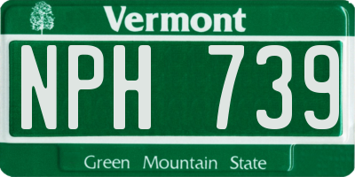 VT license plate NPH739