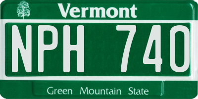 VT license plate NPH740