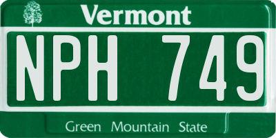 VT license plate NPH749