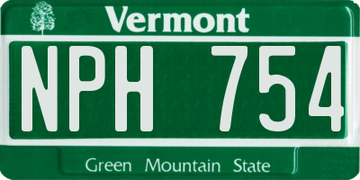 VT license plate NPH754