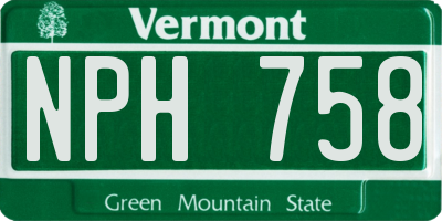 VT license plate NPH758