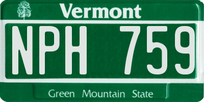 VT license plate NPH759
