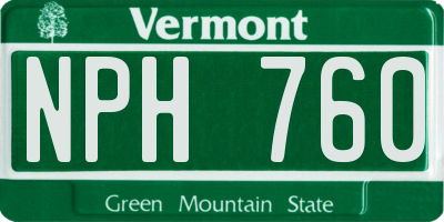 VT license plate NPH760