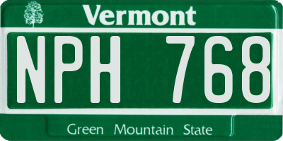 VT license plate NPH768