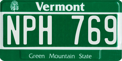 VT license plate NPH769