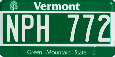 VT license plate NPH772