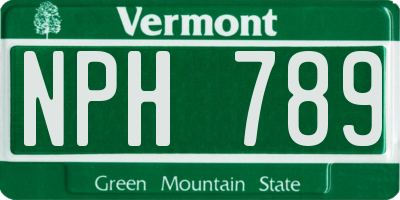 VT license plate NPH789