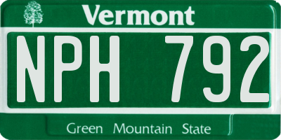VT license plate NPH792