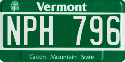 VT license plate NPH796