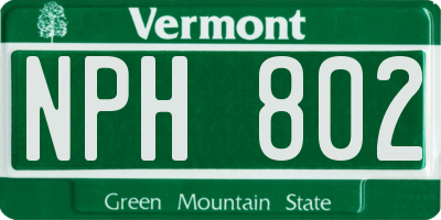 VT license plate NPH802