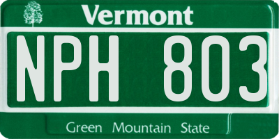 VT license plate NPH803