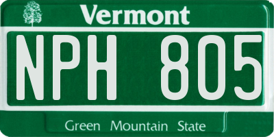 VT license plate NPH805