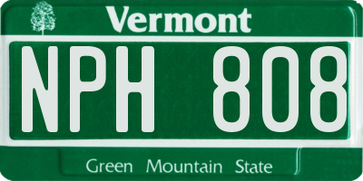 VT license plate NPH808