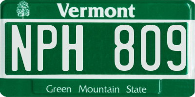 VT license plate NPH809