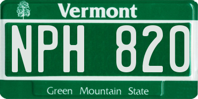 VT license plate NPH820