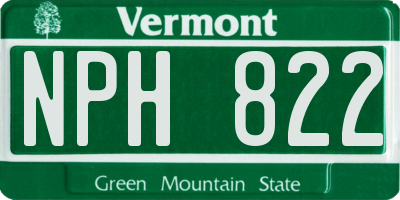 VT license plate NPH822
