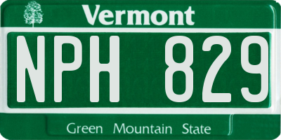 VT license plate NPH829