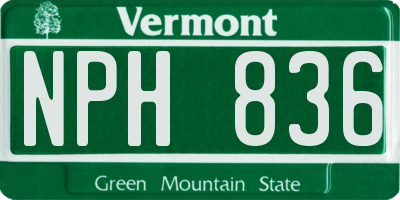 VT license plate NPH836