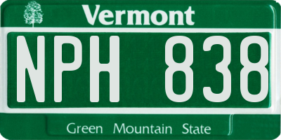 VT license plate NPH838